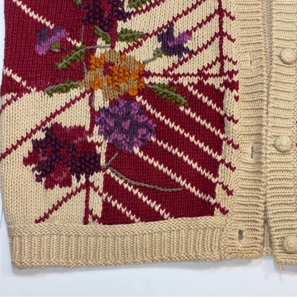 David Loren Vintage Cardigan Sweater XL Embroidery Flowers  CottageCore Granny - Picture 3 of 6